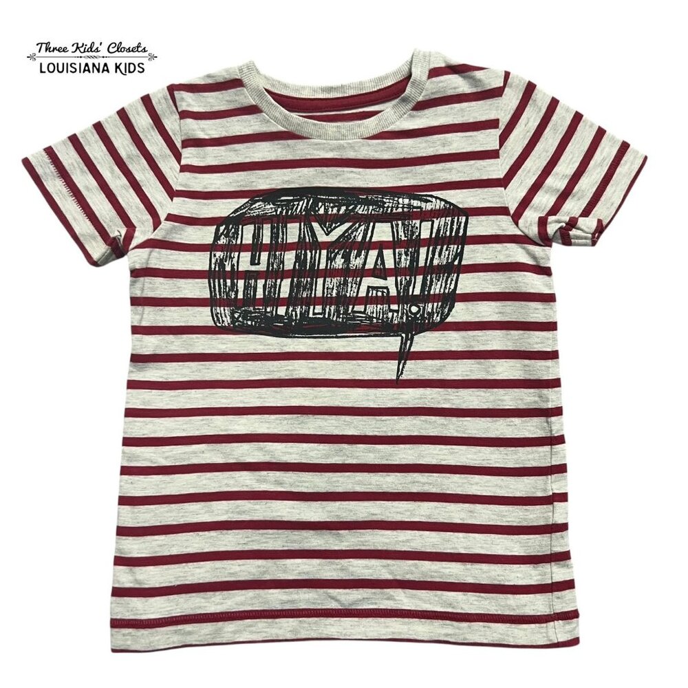 Marks & Spencer 3-4Y Red Striped Hiya! Word Bubble Shirt